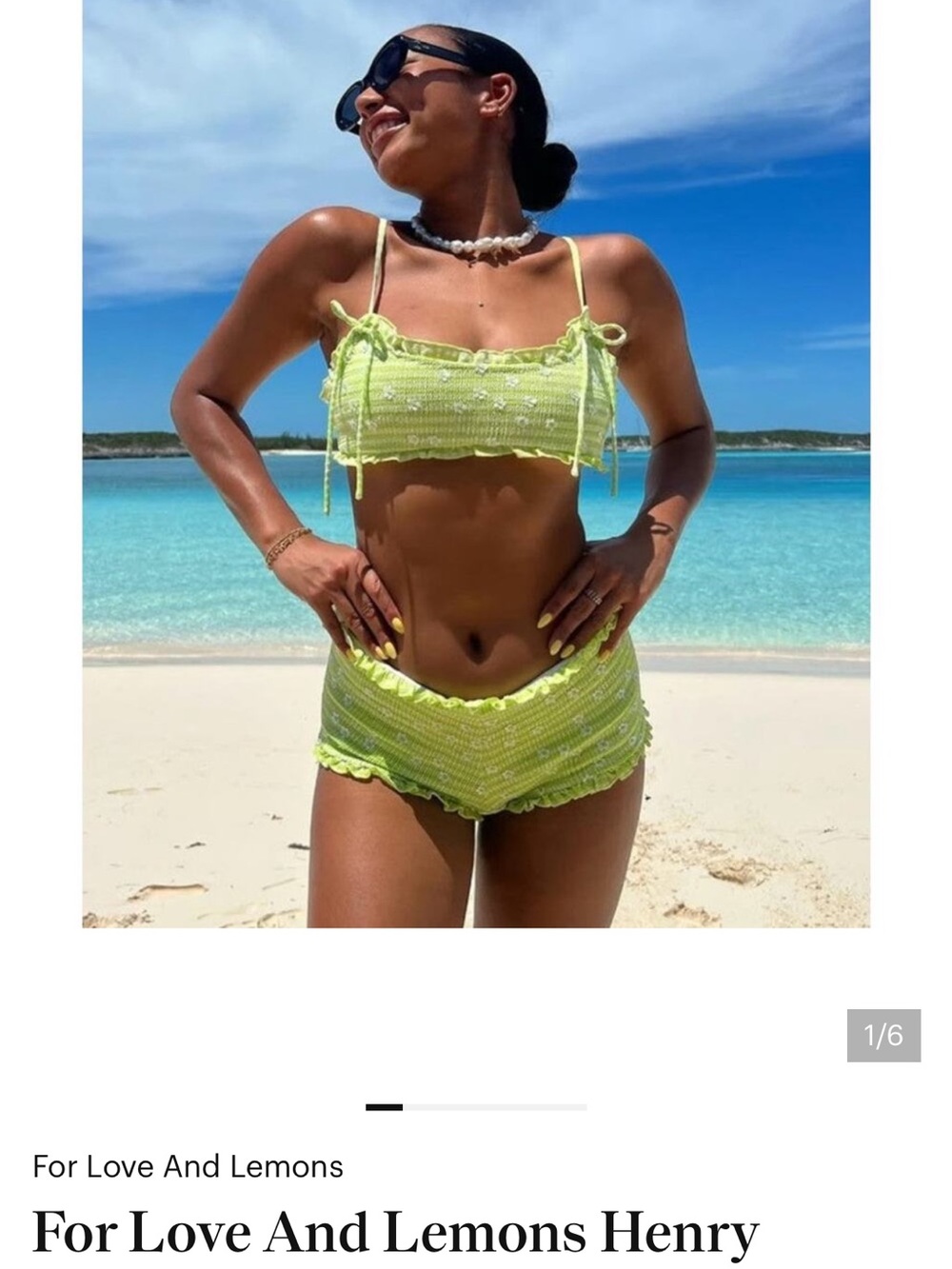 For Love And Lemons Lime Crochet Two-Piece Bikini Set